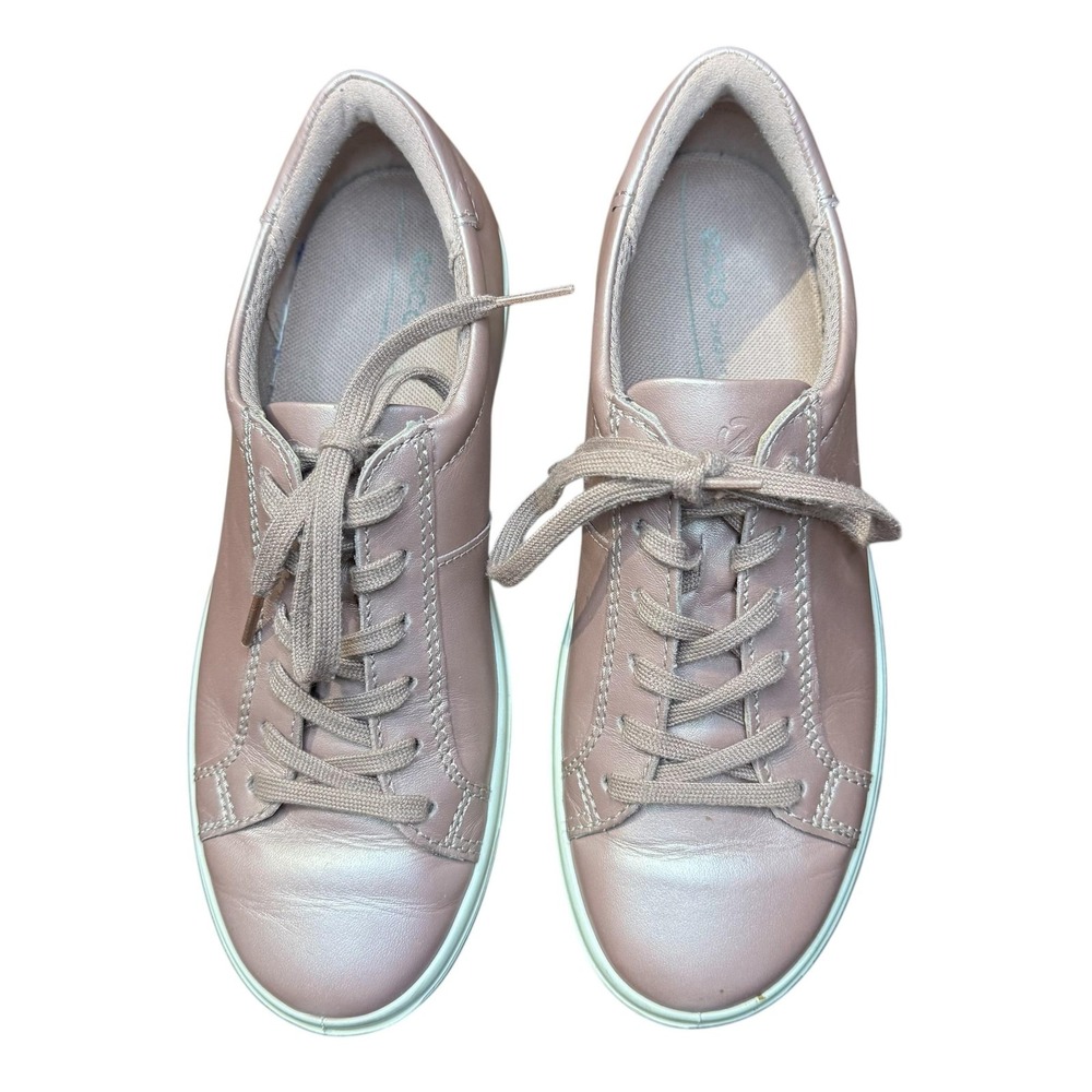ECCO Shoes Womens Size 6.5 Pink Leather‎ Lace Up Casual Walking Sneakers Comfort